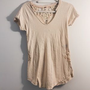 Free People Top w Lace Cutouts size S